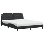 Casa si Gradina - Mobilier - Paturi si accesorii - Paturi - Pat cu saltea, negru, 160x200 cm, piele ecologica - Infinity.ro