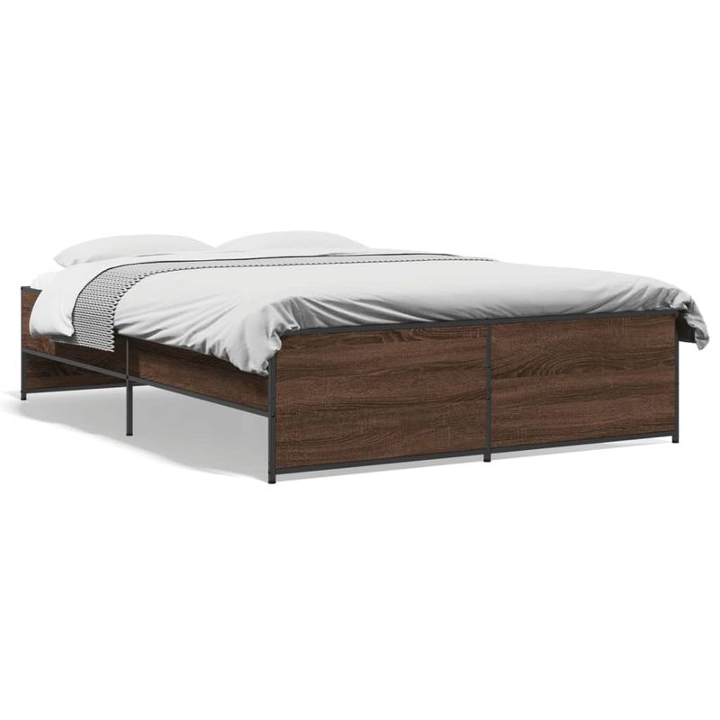 Casa si Gradina - Mobilier - Paturi si accesorii - Paturi - Cadru de pat, stejar maro, 120x200 cm, lemn prelucrat si metal - Infinity.ro
