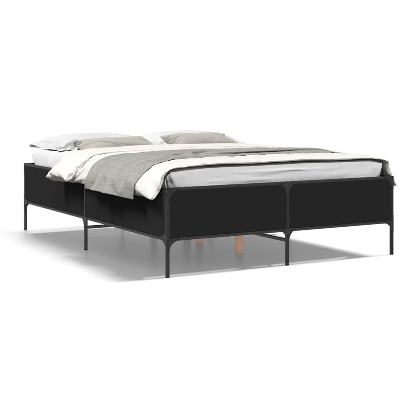 Casa si Gradina - Mobilier - Paturi si accesorii - Paturi - Cadru de pat, negru, 150x200 cm, lemn prelucrat si metal - Infinity.ro