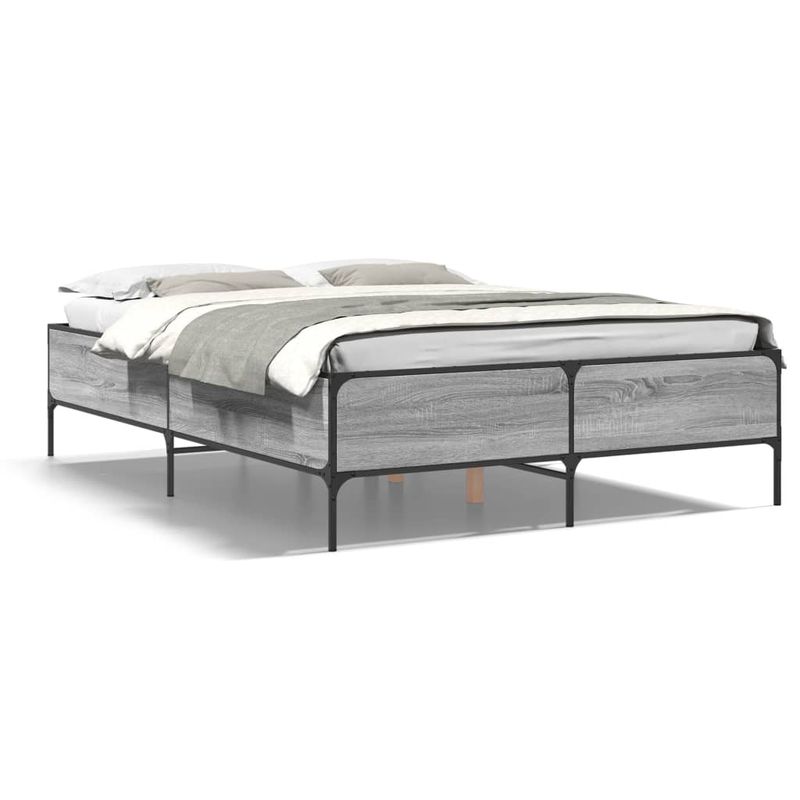Casa si Gradina - Mobilier - Paturi si accesorii - Paturi - Cadru de pat, gri sonoma, 140x200 cm, lemn prelucrat si metal - Infinity.ro
