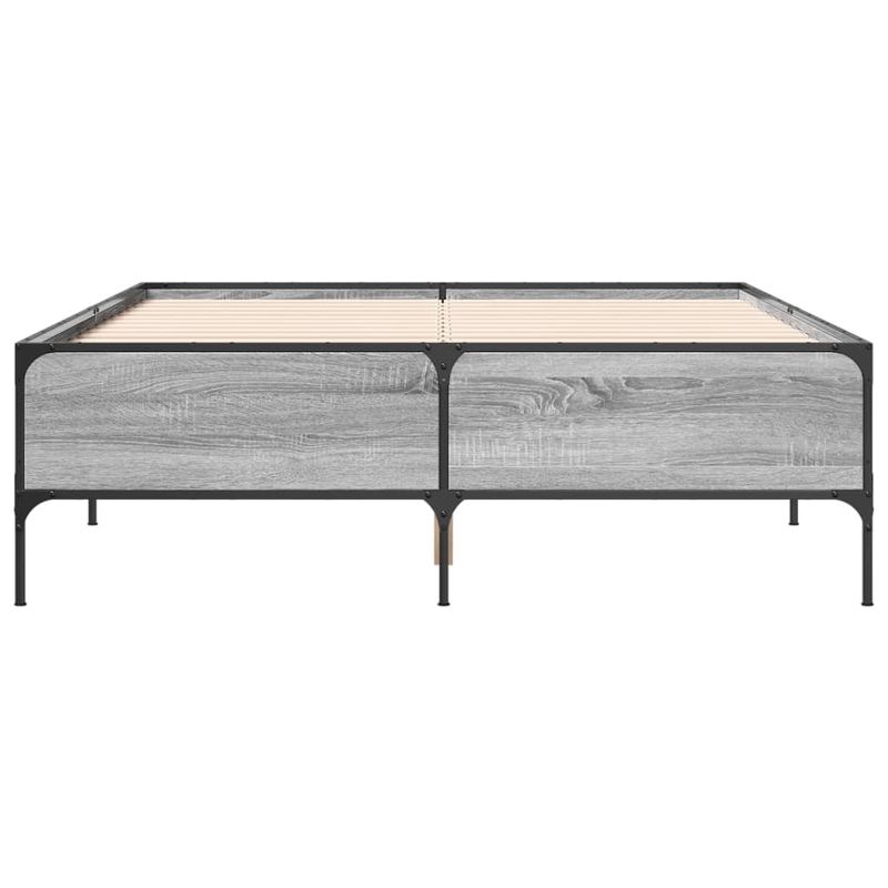 Casa si Gradina - Mobilier - Paturi si accesorii - Paturi - Cadru de pat, gri sonoma, 140x200 cm, lemn prelucrat si metal - Infinity.ro