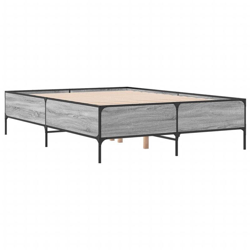Casa si Gradina - Mobilier - Paturi si accesorii - Paturi - Cadru de pat, gri sonoma, 140x200 cm, lemn prelucrat si metal - Infinity.ro