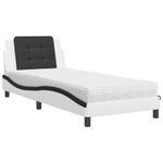 Casa si Gradina - Mobilier - Paturi si accesorii - Paturi - Pat cu saltea, alb si negru, 90x200 cm, piele ecologica - Infinity.ro