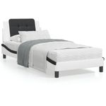 Casa si Gradina - Mobilier - Paturi si accesorii - Paturi - Pat cu saltea, alb si negru, 90x200 cm, piele ecologica - Infinity.ro