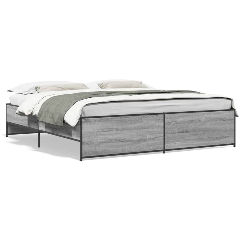 Casa si Gradina - Mobilier - Paturi si accesorii - Paturi - Cadru de pat, gri sonoma, 180x200 cm, lemn prelucrat si metal - Infinity.ro