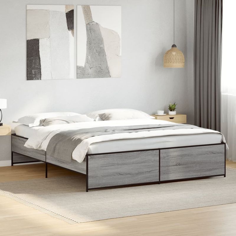 Casa si Gradina - Mobilier - Paturi si accesorii - Paturi - Cadru de pat, gri sonoma, 180x200 cm, lemn prelucrat si metal - Infinity.ro