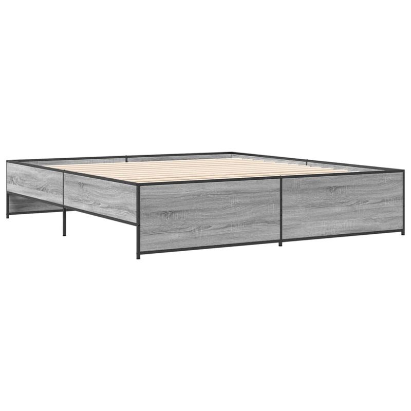 Casa si Gradina - Mobilier - Paturi si accesorii - Paturi - Cadru de pat, gri sonoma, 180x200 cm, lemn prelucrat si metal - Infinity.ro