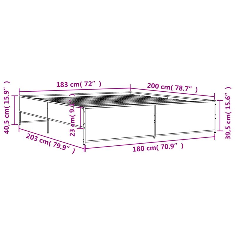 Casa si Gradina - Mobilier - Paturi si accesorii - Paturi - Cadru de pat, gri sonoma, 180x200 cm, lemn prelucrat si metal - Infinity.ro