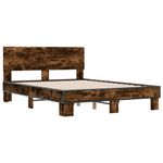 Casa si Gradina - Mobilier - Paturi si accesorii - Paturi - Cadru de pat, stejar fumuriu 140x200 cm lemn prelucrat si metal - Infinity.ro