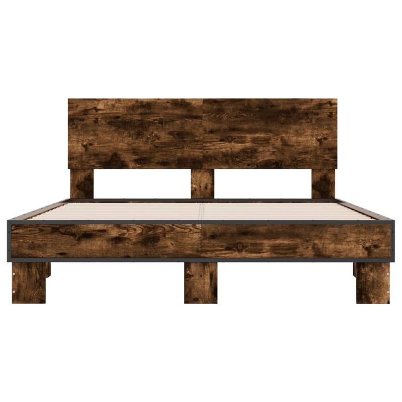 Casa si Gradina - Mobilier - Paturi si accesorii - Paturi - Cadru de pat, stejar fumuriu 140x200 cm lemn prelucrat si metal - Infinity.ro