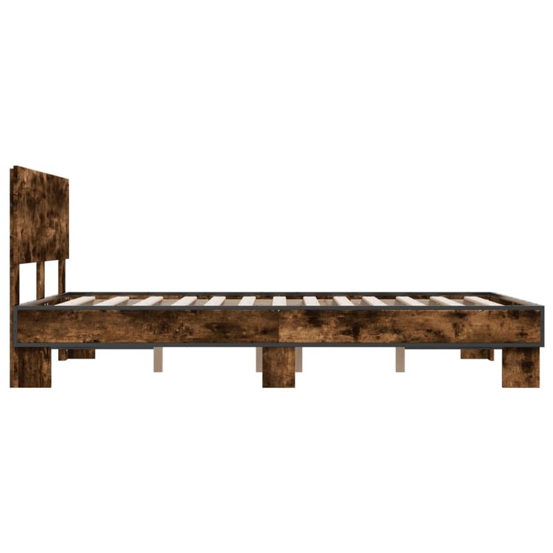 Casa si Gradina - Mobilier - Paturi si accesorii - Paturi - Cadru de pat, stejar fumuriu 140x200 cm lemn prelucrat si metal - Infinity.ro