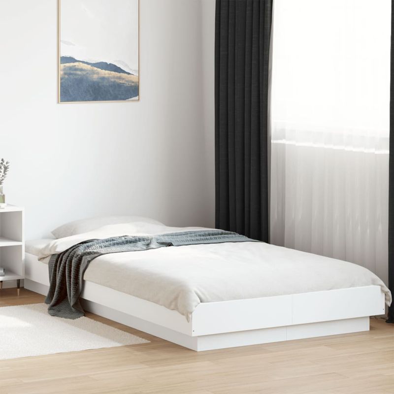 Casa si Gradina - Mobilier - Paturi si accesorii - Paturi - Cadru de pat cu lumini LED, alb, 100x200 cm, lemn prelucrat - Infinity.ro