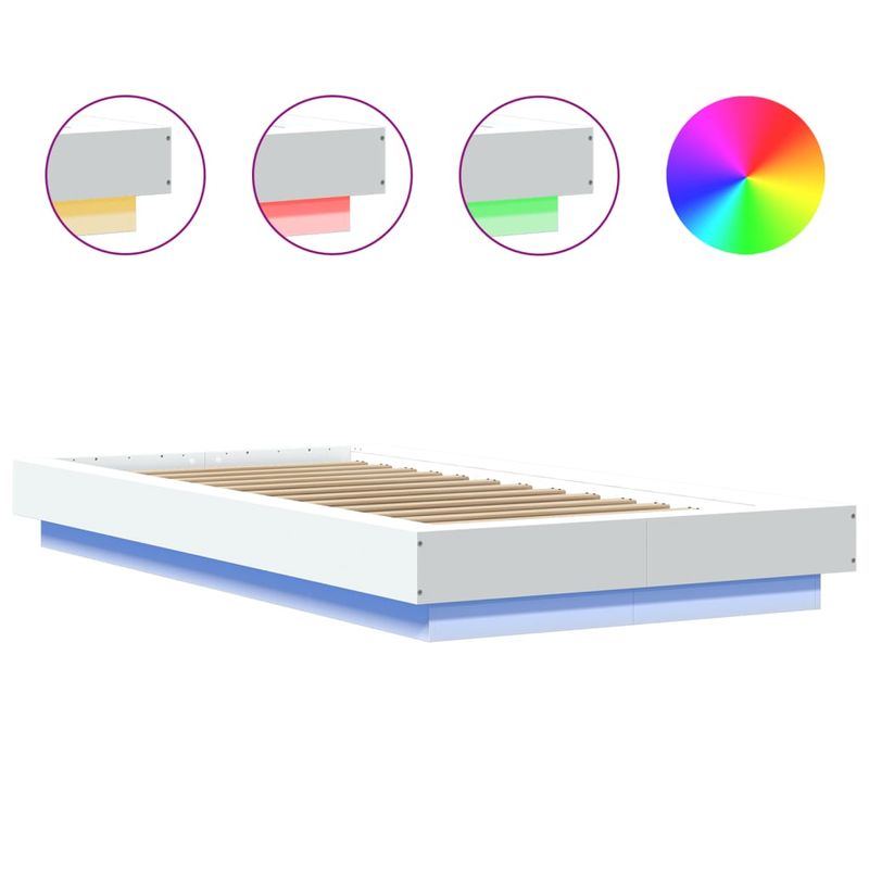 Casa si Gradina - Mobilier - Paturi si accesorii - Paturi - Cadru de pat cu lumini LED, alb, 100x200 cm, lemn prelucrat - Infinity.ro
