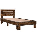 Casa si Gradina - Mobilier - Paturi si accesorii - Paturi - Cadru de pat, stejar fumuriu, 90x200cm, lemn prelucrat si metal - Infinity.ro
