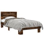 Casa si Gradina - Mobilier - Paturi si accesorii - Paturi - Cadru de pat, stejar fumuriu, 90x200cm, lemn prelucrat si metal - Infinity.ro