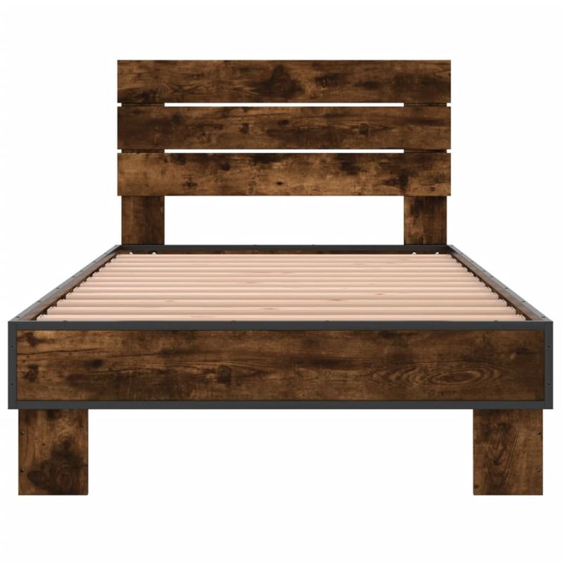 Casa si Gradina - Mobilier - Paturi si accesorii - Paturi - Cadru de pat, stejar fumuriu, 90x200cm, lemn prelucrat si metal - Infinity.ro