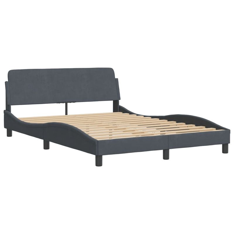 Casa si Gradina - Mobilier - Paturi si accesorii - Paturi - Pat cu saltea, gri inchis, 140x190 cm, catifea - Infinity.ro