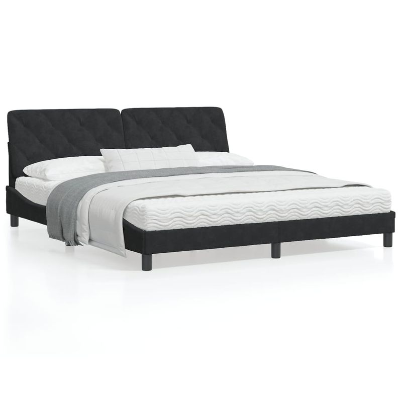 Casa si Gradina - Mobilier - Paturi si accesorii - Paturi - Pat cu saltea, negru, 180x200 cm, catifea - Infinity.ro