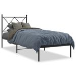 Casa si Gradina - Mobilier - Paturi si accesorii - Paturi - Cadru de pat metalic cu tablie, negru, 75x190 cm - Infinity.ro