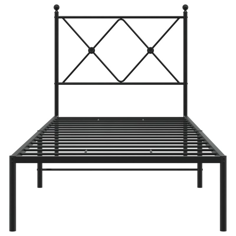 Casa si Gradina - Mobilier - Paturi si accesorii - Paturi - Cadru de pat metalic cu tablie, negru, 75x190 cm - Infinity.ro