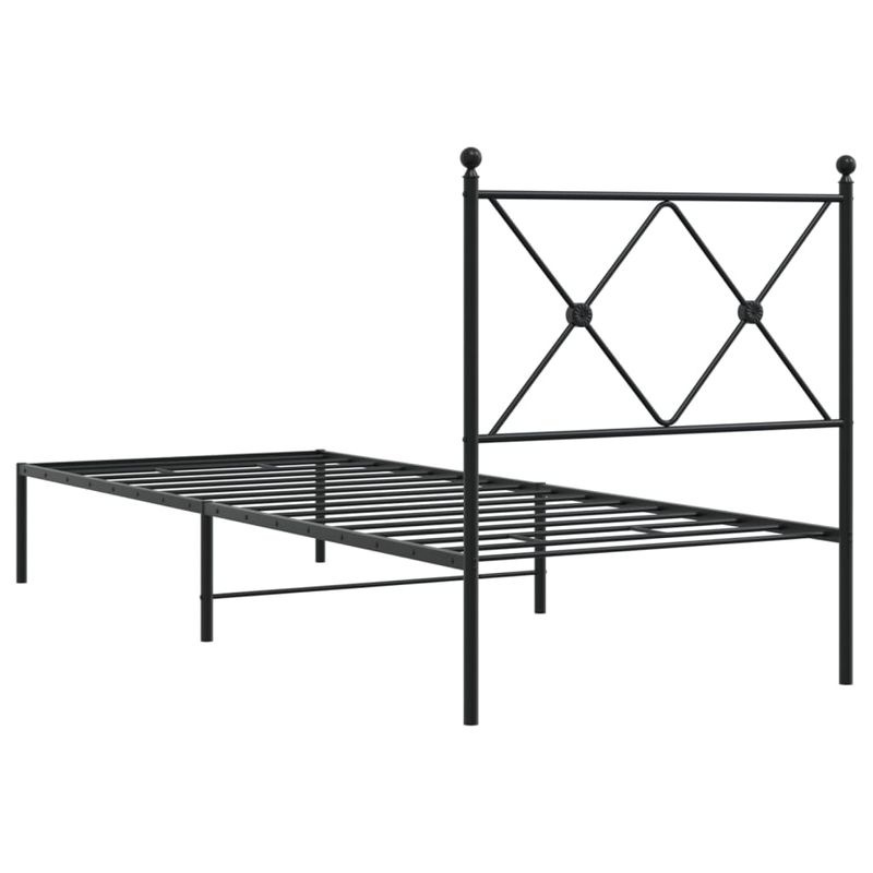 Casa si Gradina - Mobilier - Paturi si accesorii - Paturi - Cadru de pat metalic cu tablie, negru, 75x190 cm - Infinity.ro