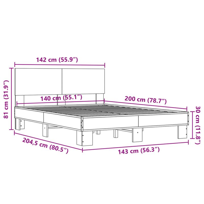 Casa si Gradina - Mobilier - Paturi si accesorii - Paturi - Cadru de pat, stejar maro, 140x200 cm, lemn prelucrat si metal - Infinity.ro