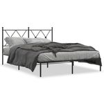 Casa si Gradina - Mobilier - Paturi si accesorii - Paturi - Cadru de pat metalic cu tablie, negru, 135x190 cm - Infinity.ro
