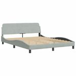 Casa si Gradina - Mobilier - Paturi si accesorii - Paturi - Pat cu saltea, gri deschis, 160x200 cm, catifea - Infinity.ro