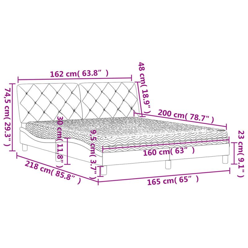 Casa si Gradina - Mobilier - Paturi si accesorii - Paturi - Pat cu saltea, gri deschis, 160x200 cm, catifea - Infinity.ro