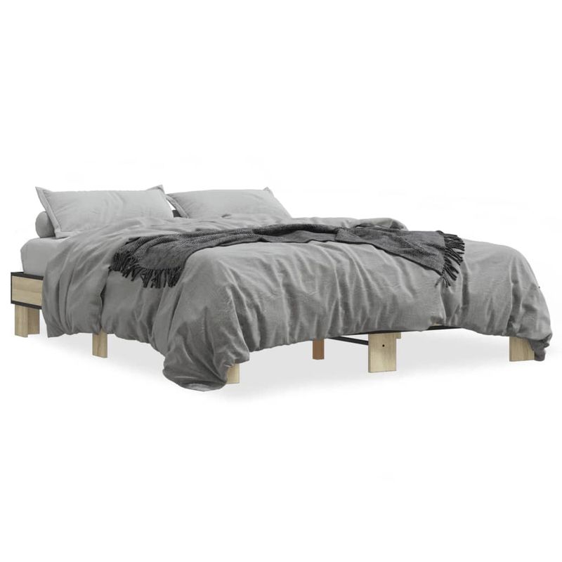 Casa si Gradina - Mobilier - Paturi si accesorii - Paturi - Cadru de pat, stejar sonoma, 150x200cm, lemn prelucrat si metal - Infinity.ro
