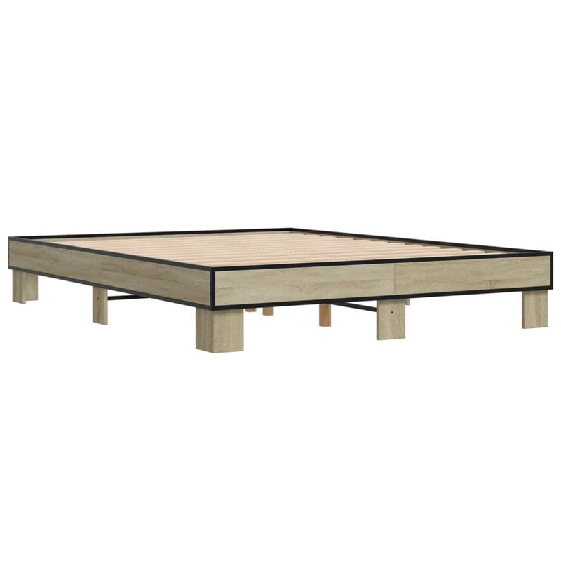 Casa si Gradina - Mobilier - Paturi si accesorii - Paturi - Cadru de pat, stejar sonoma, 150x200cm, lemn prelucrat si metal - Infinity.ro