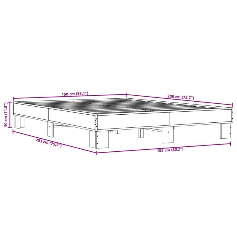 Casa si Gradina - Mobilier - Paturi si accesorii - Paturi - Cadru de pat, stejar sonoma, 150x200cm, lemn prelucrat si metal - Infinity.ro