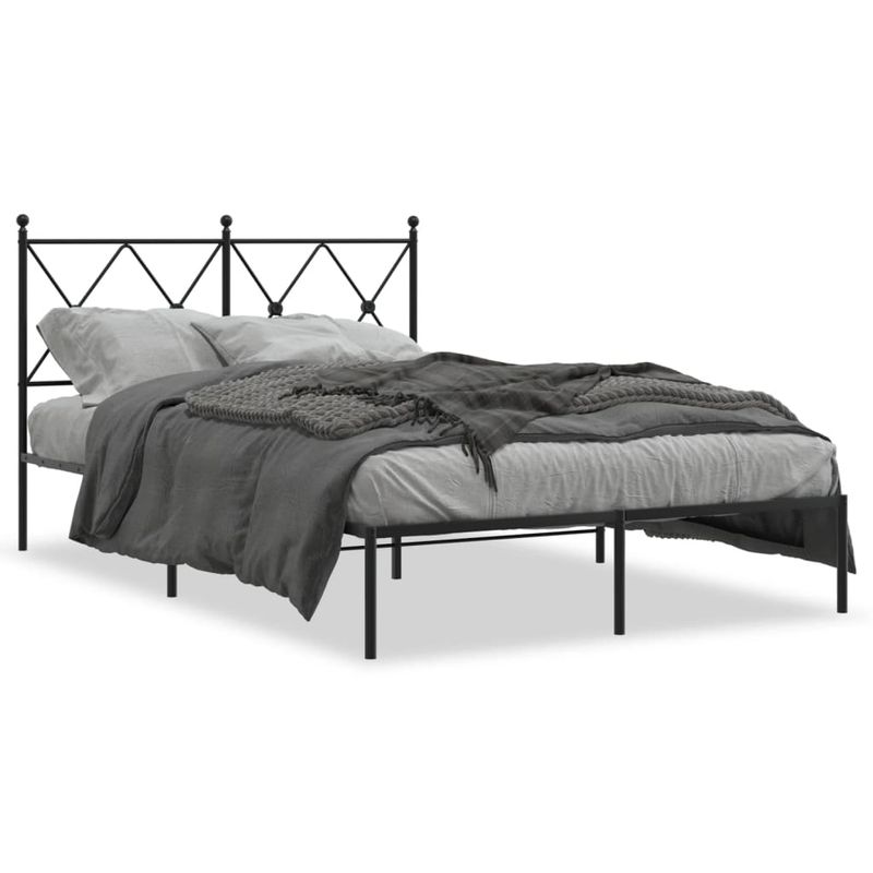 Casa si Gradina - Mobilier - Paturi si accesorii - Paturi - Cadru de pat metalic cu tablie, negru, 120x190 cm - Infinity.ro