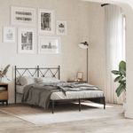Casa si Gradina - Mobilier - Paturi si accesorii - Paturi - Cadru de pat metalic cu tablie, negru, 120x190 cm - Infinity.ro