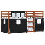 Casa si Gradina - Mobilier - Paturi si accesorii - Paturi - Pat supraetajat de copii perdele, alb/negru, 80x200 cm lemn pin - Infinity.ro