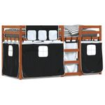 Casa si Gradina - Mobilier - Paturi si accesorii - Paturi - Pat supraetajat de copii perdele, alb/negru, 80x200 cm lemn pin - Infinity.ro