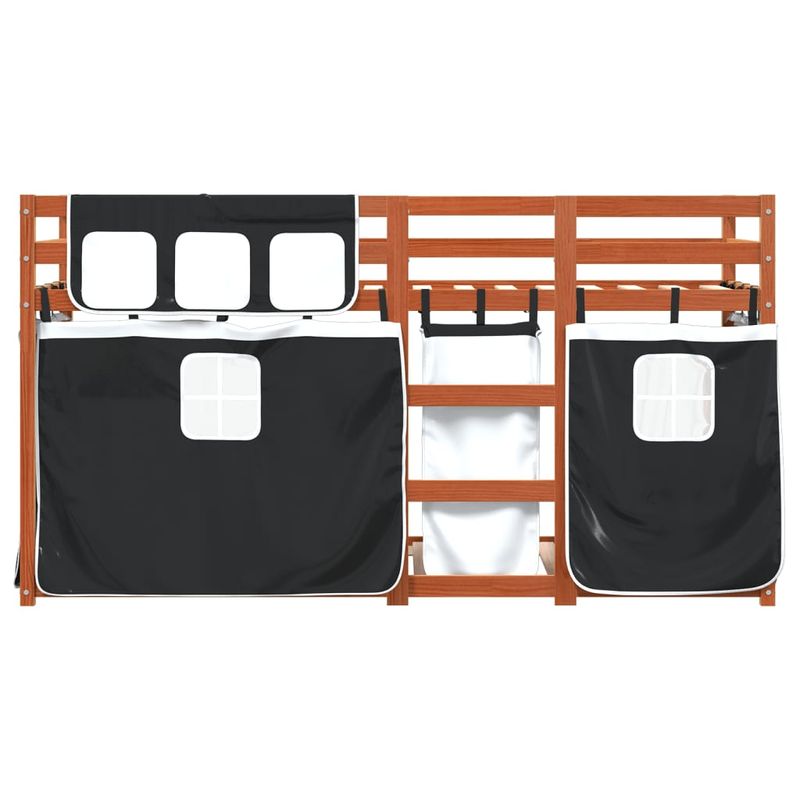 Casa si Gradina - Mobilier - Paturi si accesorii - Paturi - Pat supraetajat de copii perdele, alb/negru, 80x200 cm lemn pin - Infinity.ro