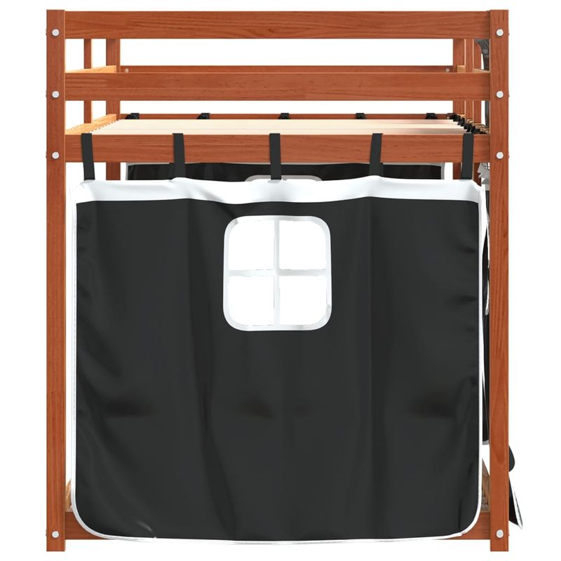 Casa si Gradina - Mobilier - Paturi si accesorii - Paturi - Pat supraetajat de copii perdele, alb/negru, 80x200 cm lemn pin - Infinity.ro