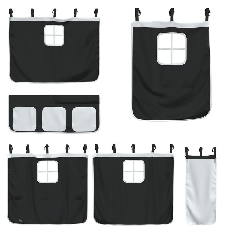 Casa si Gradina - Mobilier - Paturi si accesorii - Paturi - Pat supraetajat de copii perdele, alb/negru, 80x200 cm lemn pin - Infinity.ro