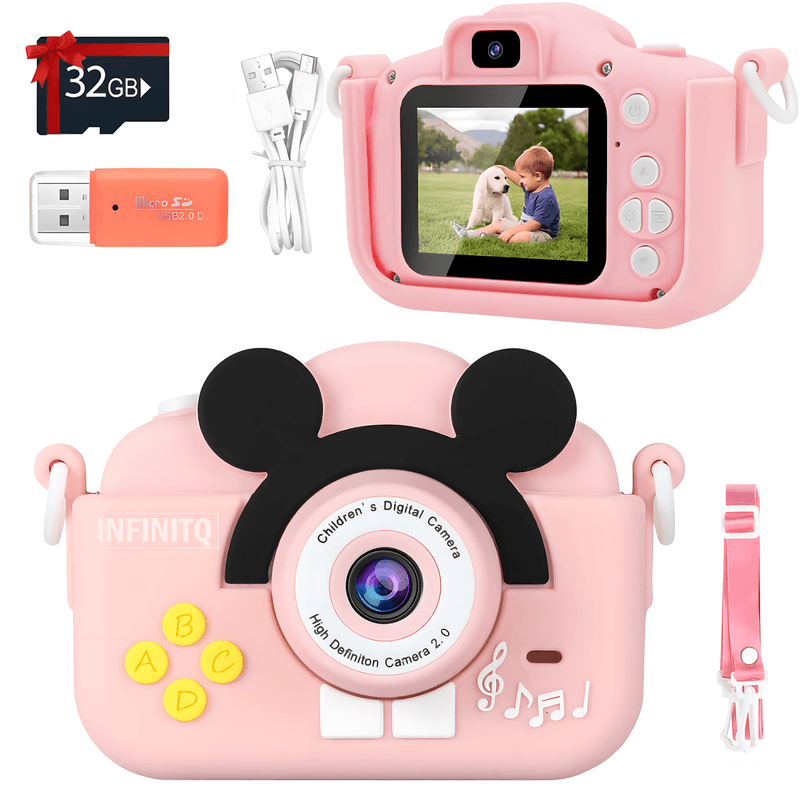 Jucarii, Copii si Bebe - Jucarii si jocuri - Jucarii & jocuri educative - Laptopuri, tablete si gadget-uri copii - Camera Foto Digitala pentru Copii, Roz, Functie Selfie, Jocuri Preinstalate, Rezistenta la Impact,Captura Video - Infinity.ro