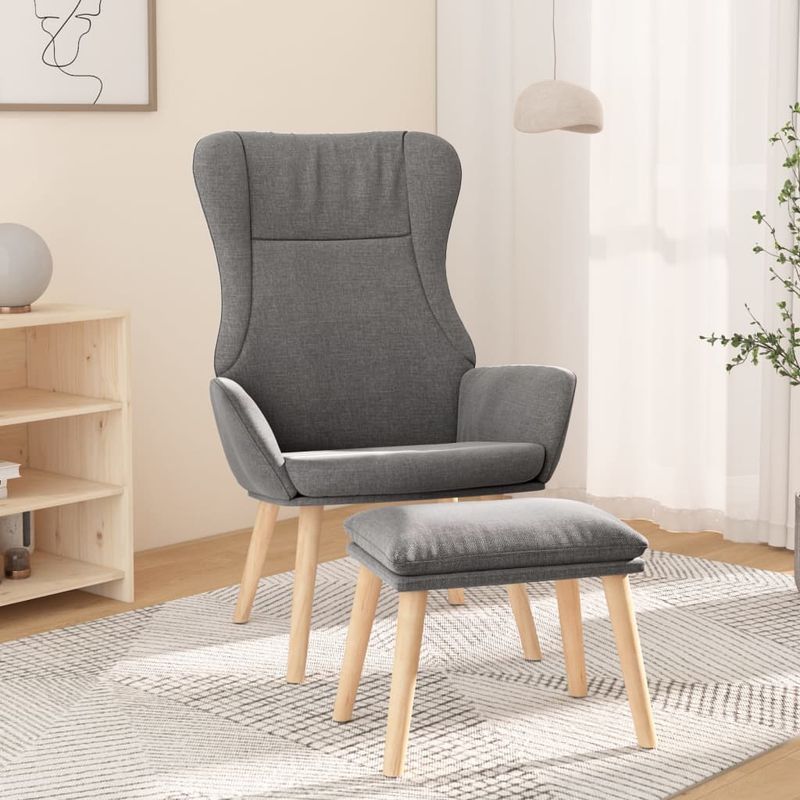 Casa si Gradina - Mobilier - Scaune si fotolii - Fotolii - Fotoliu de relaxare cu taburet, gri deschis, textil - Infinity.ro