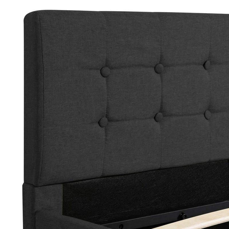 Casa si Gradina - Mobilier - Paturi si accesorii - Paturi - Cadru pat hidraulic depozitare gri inchis 140x200 cm textil - Infinity.ro