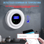 Casa si Gradina - Electrice - Smart Home - Control acces si accesorii - Detector de Gaz OnXsmart®, Multiple tipuri de gaz, Wifi 2.4G, Alarme prin aplicatia Tuya, Senzor de temperatura - Infinity.ro