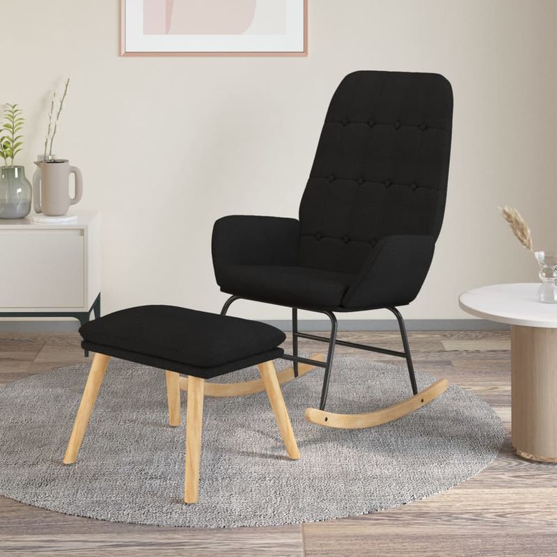 Casa si Gradina - Gradina si terasa - Balansoare si hamace - Balansoare - Scaun balansoar cu taburet, Negru, material textil, cantitate în pachet: 1, model cu suport de picioare - Infinity.ro