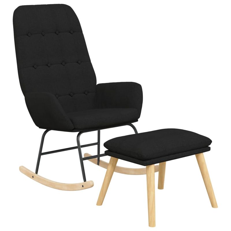 Casa si Gradina - Gradina si terasa - Balansoare si hamace - Balansoare - Scaun balansoar cu taburet, Negru, material textil, cantitate în pachet: 1, model cu suport de picioare - Infinity.ro