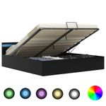 Casa si Gradina - Mobilier - Paturi si accesorii - Paturi - Cadru pat hidraulic cu lada LED negru 160x200cm piele ecologica - Infinity.ro