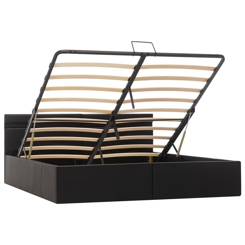 Casa si Gradina - Mobilier - Paturi si accesorii - Paturi - Cadru pat hidraulic cu lada LED negru 160x200cm piele ecologica - Infinity.ro