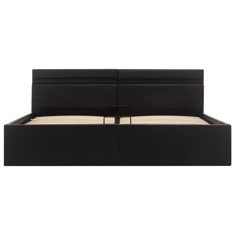 Casa si Gradina - Mobilier - Paturi si accesorii - Paturi - Cadru pat hidraulic cu lada LED negru 160x200cm piele ecologica - Infinity.ro