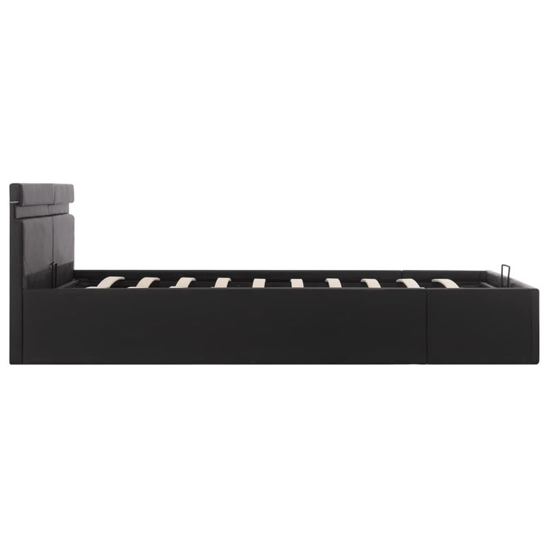 Casa si Gradina - Mobilier - Paturi si accesorii - Paturi - Cadru pat hidraulic cu lada LED negru 160x200cm piele ecologica - Infinity.ro