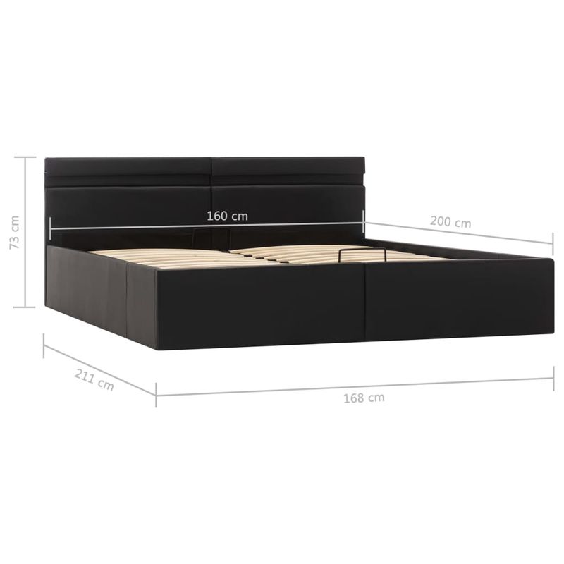 Casa si Gradina - Mobilier - Paturi si accesorii - Paturi - Cadru pat hidraulic cu lada LED negru 160x200cm piele ecologica - Infinity.ro